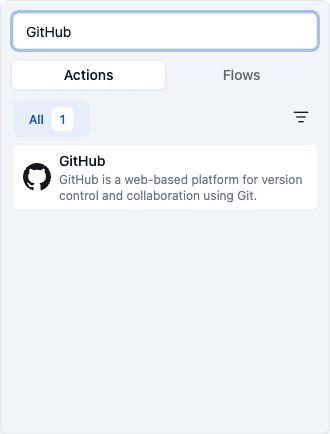 The component picker filtered to GitHub