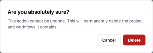 The delete confirmation dialog for a deployment