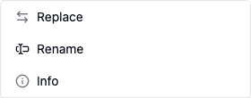 The trigger's node actions menu, with Replace