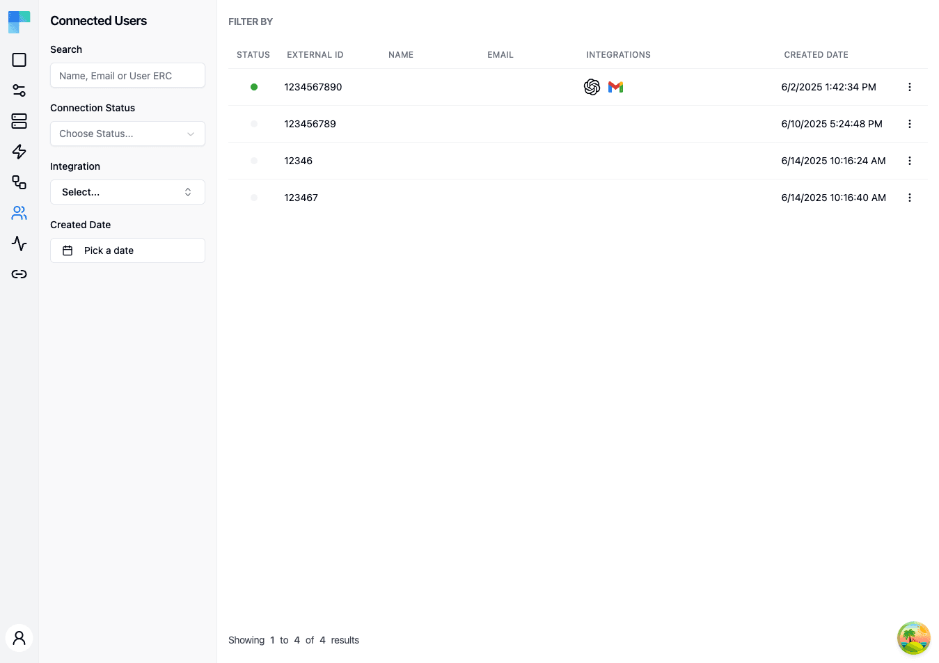 Connected Users overview