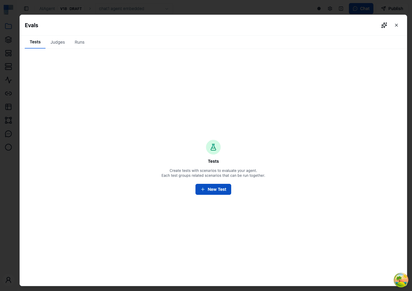 Evals panel overview
