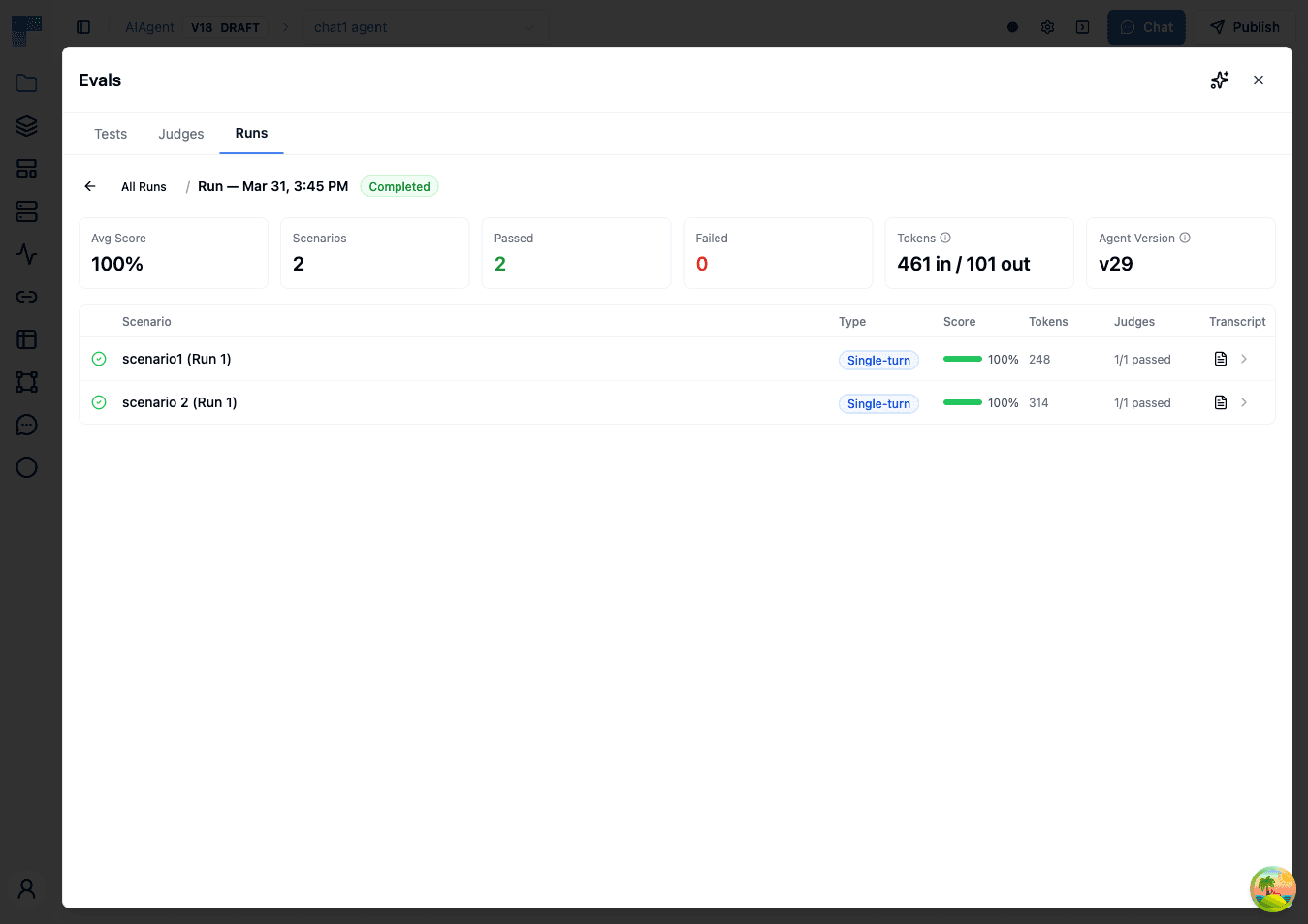 Run progress indicator