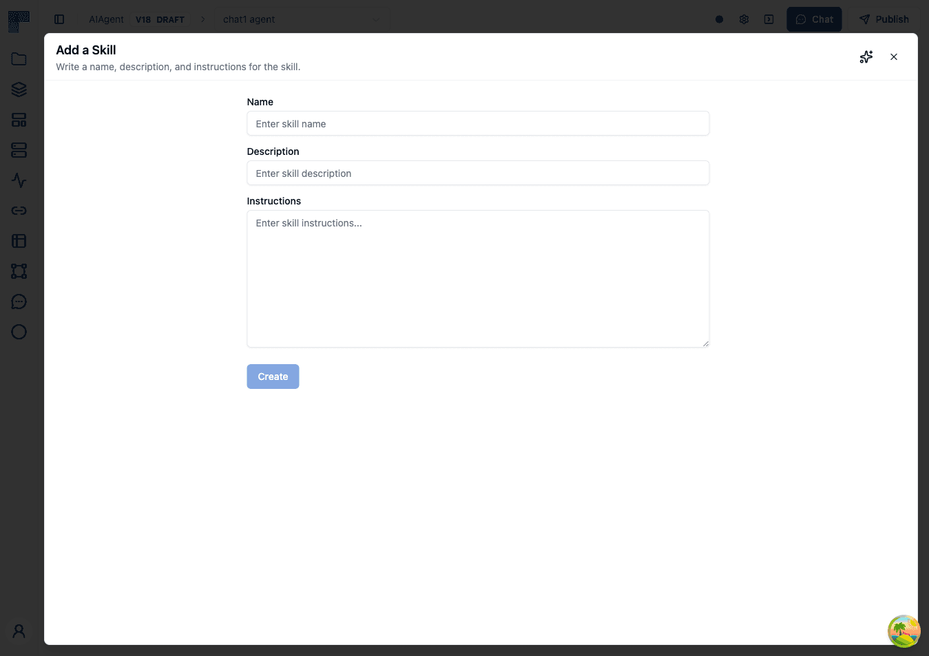 Write Skill Instructions dialog